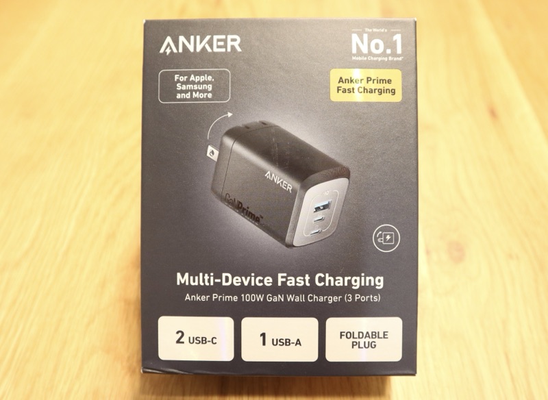 Anker Prime Wall Charger(100W, 3ports, GaN)のパッケージの画像（正面）