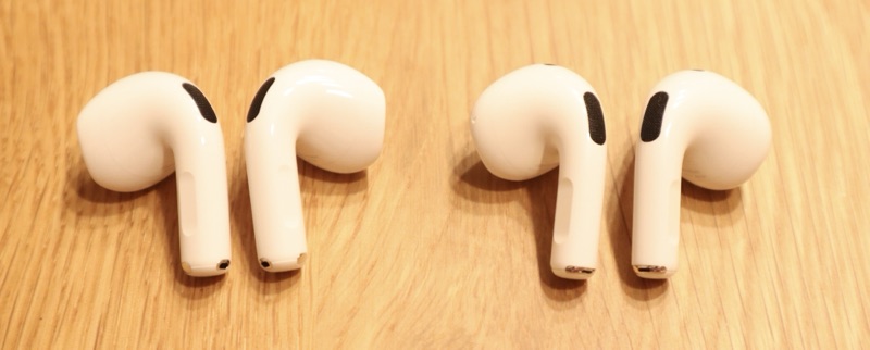 AirPods4とAirPods3の本体比較②の画像